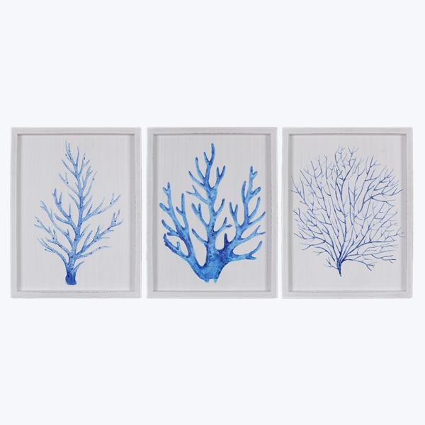 Wood Framed Coral Wall Art